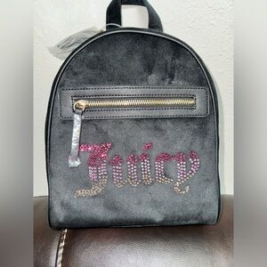 Juicy Couture Big Spender Velvet Backpack Black Velour